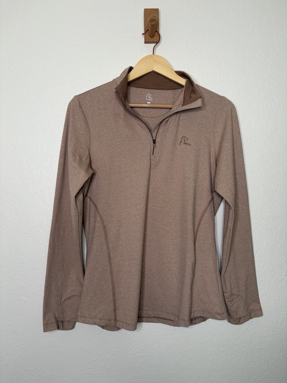 Rhoback Performance Q-Zip Pullover in Heathered Brown Mauve Women's Size Medium